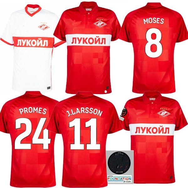 

21 22 spartak moscow soccer jerseys home red promes bakaev zobnin 2021 2022 schÃ¼rrle dzhikiya men football shirts uniforms away jersey white, Black;yellow