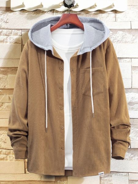 

men pocket front drawstring hooded coat without tee q5qd#, Black;brown