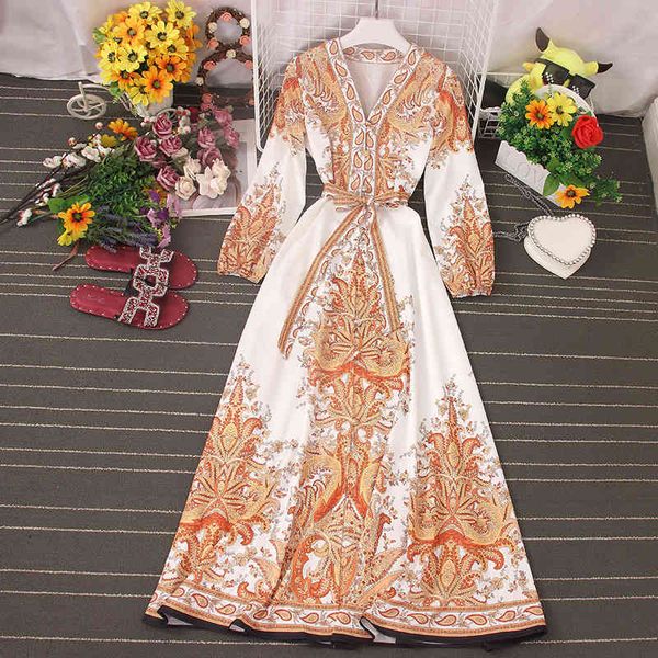 

spring women court style v-neck lace up waist batwing sleeve print dress empire mid-calf vintage lady party drersses 210513, Black;gray