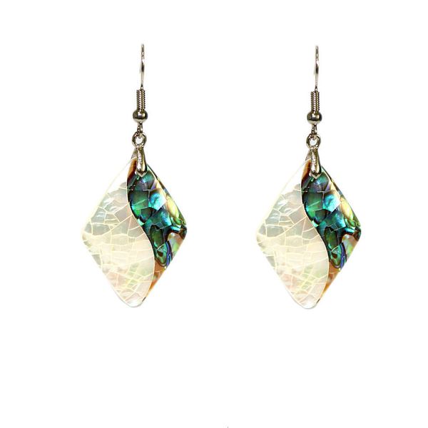 

prismatic white + green abalone shell earrings fashion women's jewelry, Silver