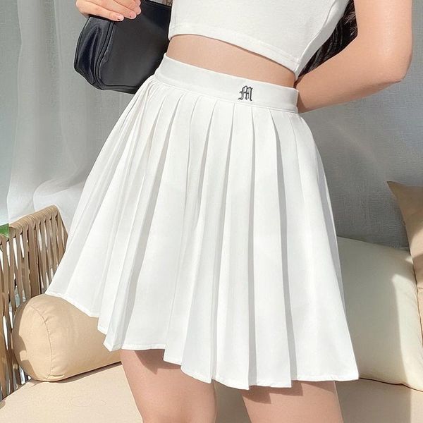 

skirts japanese jk a-line pleated skirt big size solid female uniform embroidered high waist harajuku kawaii mini women, Black