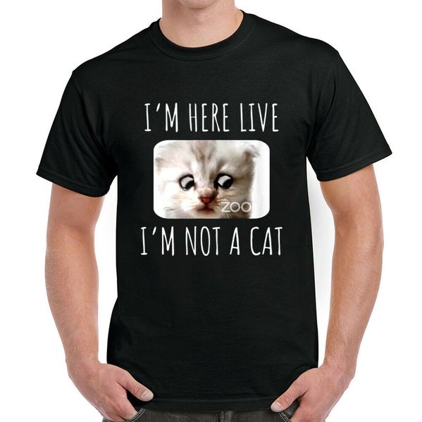 

i'm here live, i'm not a cat funny t-shirt, White;black