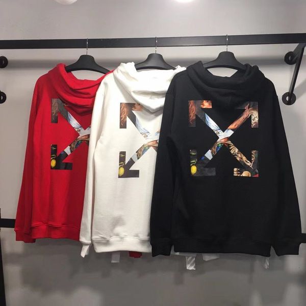 

high early spring 2021 new quality off girl and skull arrow hooded sweater, Black