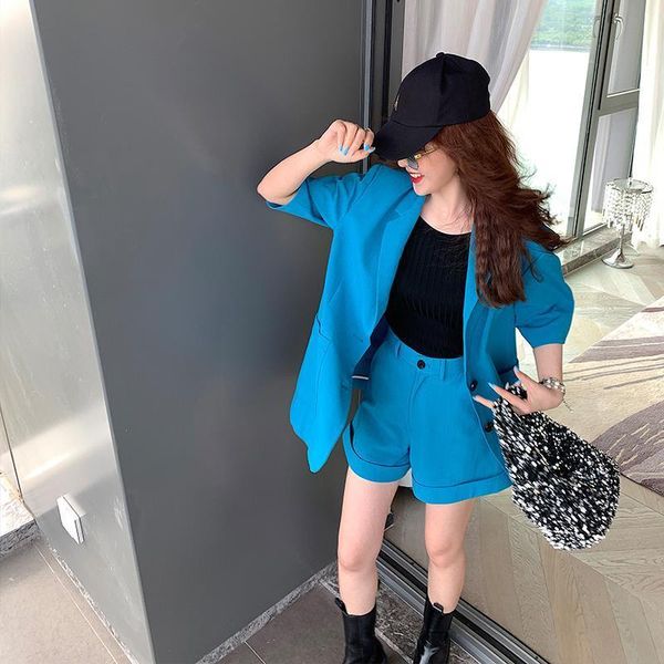 

casual small suit korean womens tracksuits version temperament fashion with skirt two piece, Gray