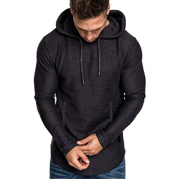 

spring and autumn pullover style fashion slim fit leisure solid color hooded sweater men's european size, Black