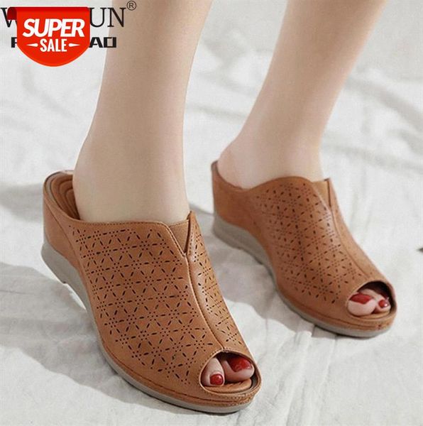 

2021 summer shoes women rome sandals casual wedges soft fashion brand ladies wedge heels 5cm big size #cb7n, Black