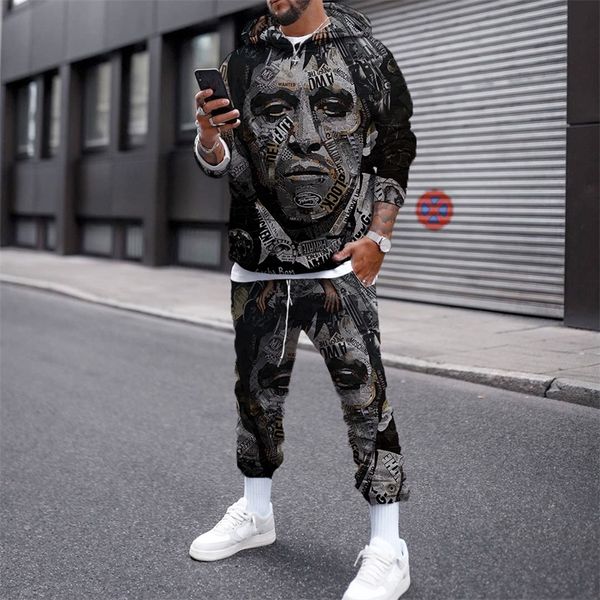 

new men's hoodie 3d printing loose trend sweater sportswear, Gray