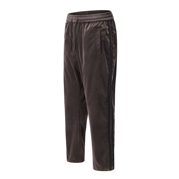 

men's pants tornozzle striped lateral retro-veloped sweatpants man and woman streetwear casual striaght solid joggers pants, Black