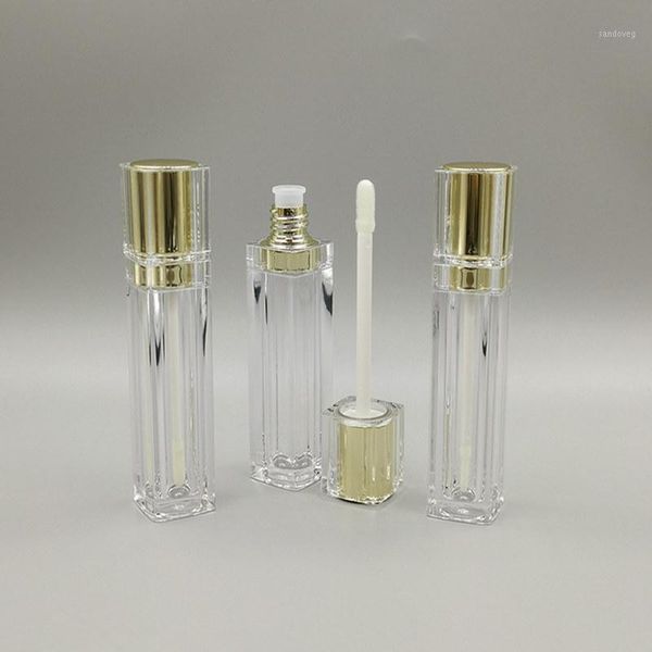 

storage bottles & jars 10pcs 8ml empty lip gloss tube,square glaze tube,gold,silver cap,double wall,packing container,diy bottle