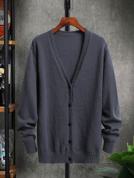 

men button front drop shoulder cardigan 04dy#, White;black