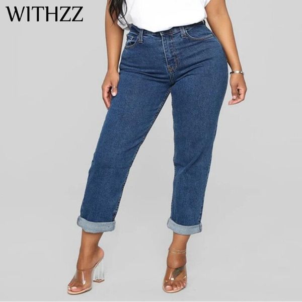 

women's jeans withzz denim trousers high waist straight pants solid color female, Blue