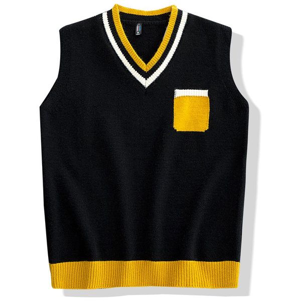 

men's vests autumn sweater vest fashion retro casual knitted pullover wild loose korean knit 2021 m-3xl, Black;white