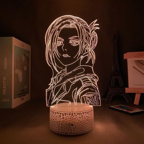 

night lights led panel anime figure attack on titan annie leonhart lamp for home decor birthday gift manga