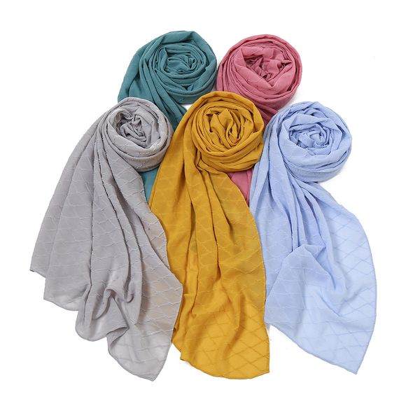 

fashion bubble chiffon wrinkle scarf solid color long soft wrap muslim women scarf shawl scarves femme beaded pearls hijabs, Blue;gray