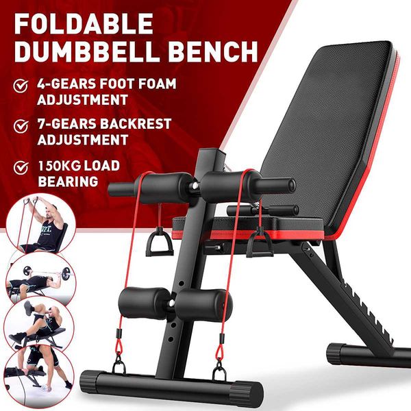 Banco Dobrável Bancada Sente-se Bancos 7 Engrenagem Backrest Ab Abdominal Multifuncional Fitness Fitness Weightlifting Equipamento de Treinamento Peso Ajustável Full Body Workout