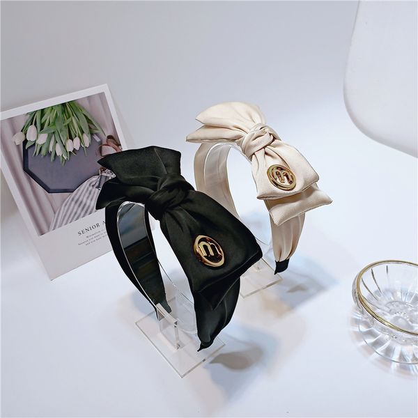

75% off design new bow wide edge hair hoop section head alloy female accessories wash your face and go out, Silver