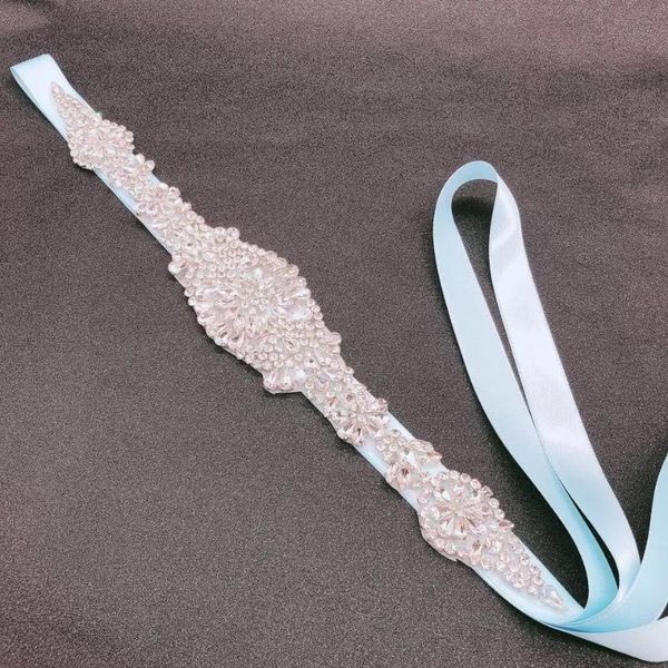 

wedding sashes fix crystal bridal belt dress silver diamond sash applique thin rhinestones, White