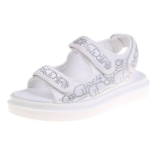 

women's sandals casual all-match vamp rhinestones embellishment trend open toe fashion, Black