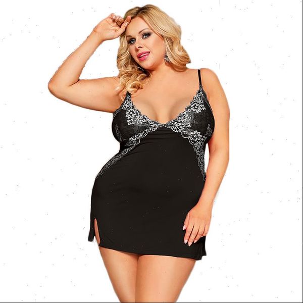 

night dress floral womens sleepwears lace v neck above knee plus size nightdress  3xl 5xl black red nightgowns