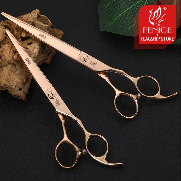 

dog grooming fenice 7.0/7.5 inch scissors gold cutting straight pet shears jp 440c stainless steel for animals