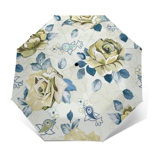 

umbrellas roses and birds on floral windproof automatic folding inverted umbrella portable paraguas for man woman