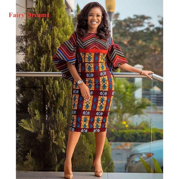 

ethnic clothing african bodycon dress for women office ladies pencil dresses elegant plus size print summer autumn vestidos, Red