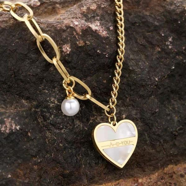 

earrings & necklace women set temperament stainless steel love shell heart bracelet jewelry sets for, Silver