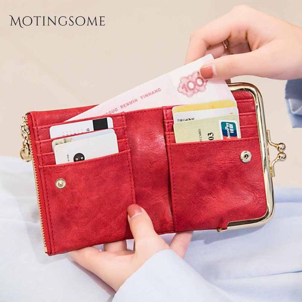 

wallets retro style womens and purses 2 fold short wallet card holder zipper hasp coin clip bag luxury design 2021, Red;black