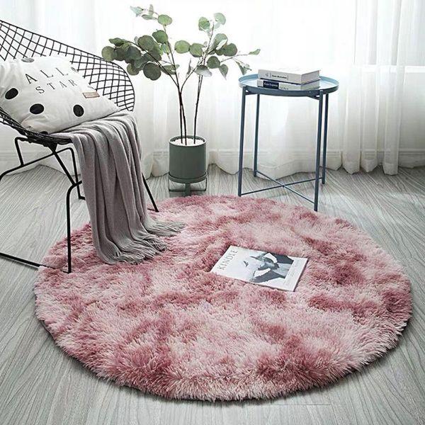 

carpets nordic round tie dyeing plush soft for living room coffee table blanket bedroom bedside mat computer chair yoga rugs