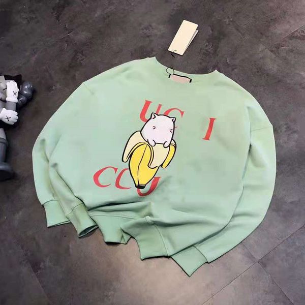 

70% off 2021 autumn new fashion ancient banana letter printing round neck loose leisure slim men's and women's same sweater, Black