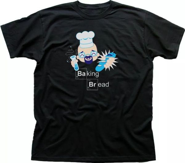

breaking bad baking bread walter white heisenberg printed cotton t-shirt oz9684, White;black