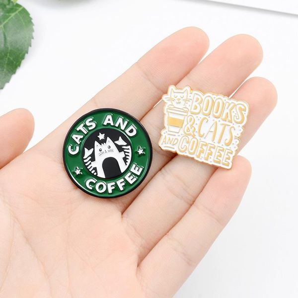 

pins, brooches mogaku fashion women men pins cartoon mini letter cats coffee alloy lapel pin badge concise cute gifts for kids friends, Gray