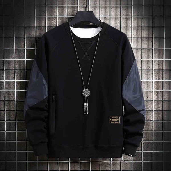 

2021 autumn winter fashion brand cotton sweater men's round neck versatile loose and comfortable youth bottoming shirt, Black