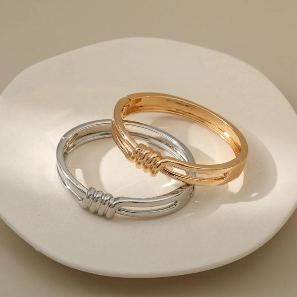 

bangle open geometric for women elastic four seasons party gold exquisite jewelry girl gift, Black