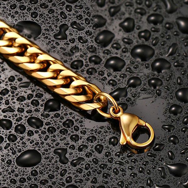

gold chains bracelet for mens gifts male accessories stainless steel hip hop cuban link on hand men link, chain, Black