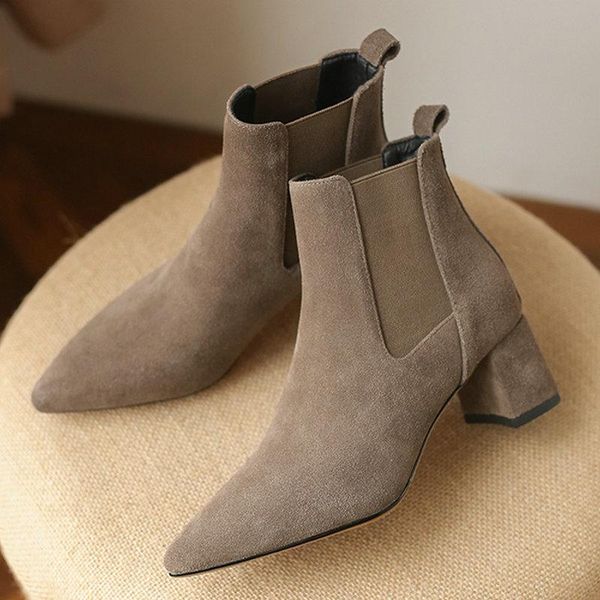 

boots 2021 brand fashion genuine leather women cow suede ankle roundtoe winter shoes size34-43, Black