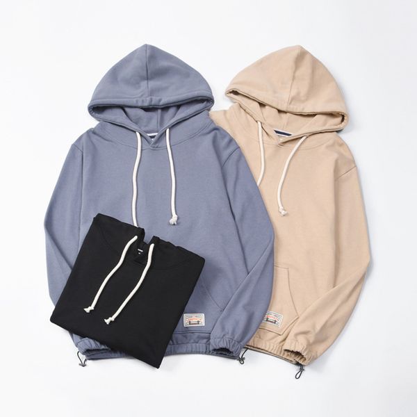 

autumn new men's hooded sweater simple solid color long sve pullover et casual hoodie fashion, Black
