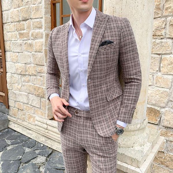 

men's suits & blazers terno masculino 5xl luxury men suit plaid formal mens dress office regular fit tuxedo 3 piece, White;black