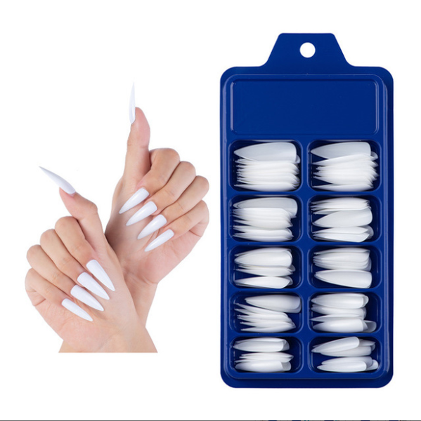 

200bags solid color false nails long ballerina simple fake extension art uv gel acrylic manicure full nail tips, Red;gold