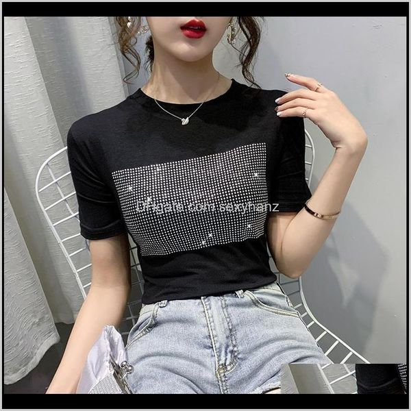 

sequined rhinestone fringed tshirt shortsleeved womens summer loose korean t shirt black white tees fashion nbvl2 qufwo