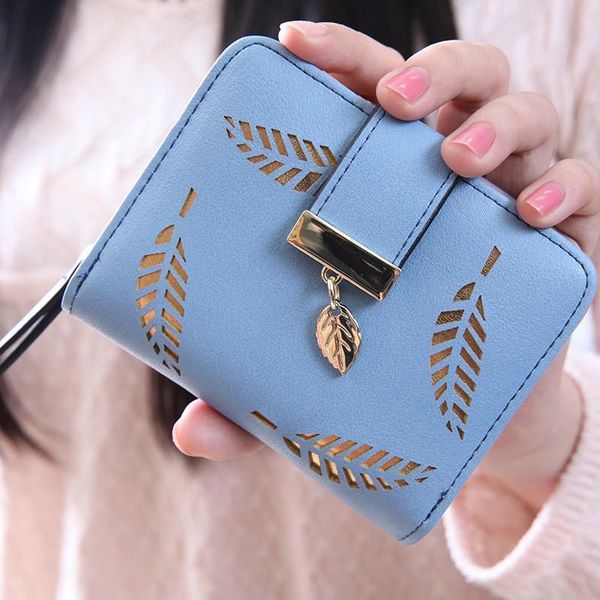 

wallets women leaf bifold wallet leather clutch card holder purse handbag#p30, Red;black