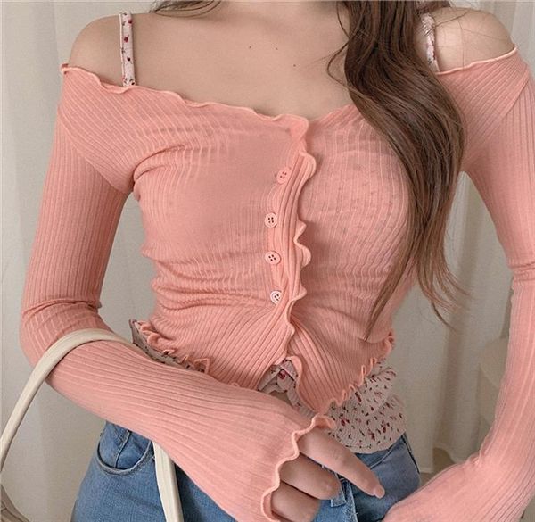 

long sleeved short thin womens sweater knitted summer slim fit cardigan korean, White;black