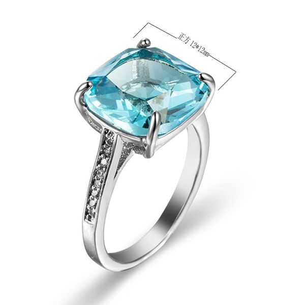 

ring fat square zircon jewelry creative women's hand, Slivery;golden