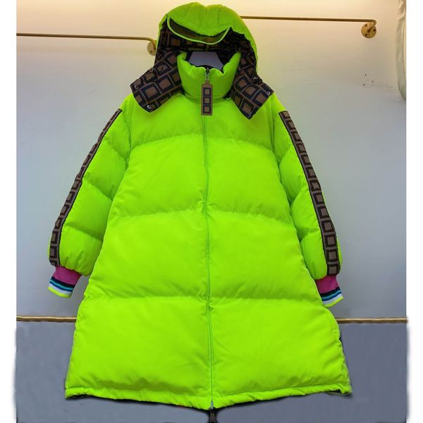 

men's down & parkas designer mens coat fashion print fluorescent color double sided keep warm jacket winter detachable hood loose coats, Black