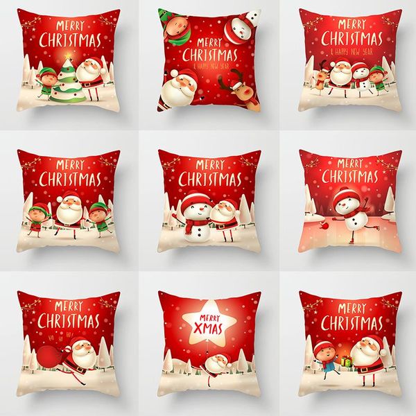 

pillow case red gold printed cushion cover christmas gift decorative covers for home sofa polyester throw pillowcases 45*45cm