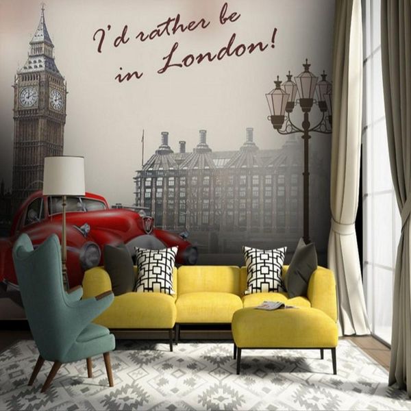 

wallpapers drop wallpaper 3d retro england classic car big ben city background wall mural living room cafe decorative