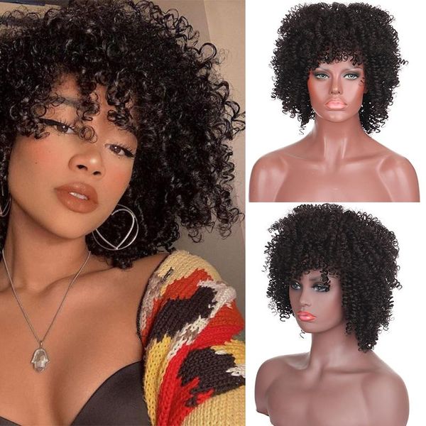 

african black long curly hair synthetic wig small wigs