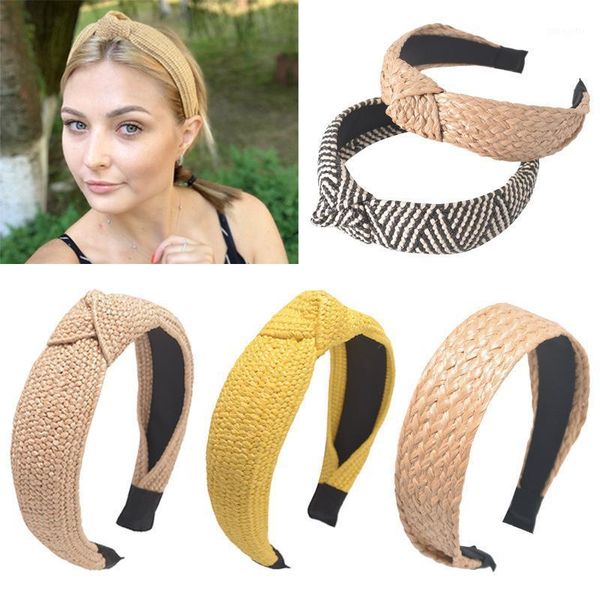 

hairband hand-woven cross-knotted wide bohemian headband hair accessories for women headbands girls accessories1