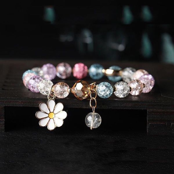 

charm bracelets fashion colored crystal daisy flower bracelet &bangle for women elegant wedding party valentine's day gifts jewelry, Golden;silver