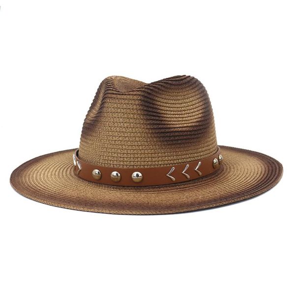

wide brim hats sun hat for women summer outdoor outing sunscreen spray paint jazz straw fashion woven beach hz32, Blue;gray